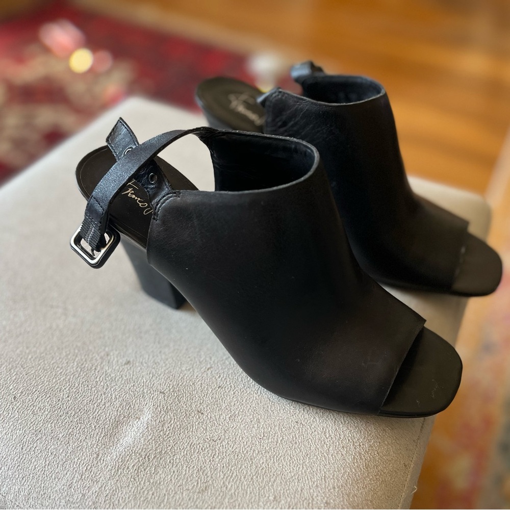 Franco Sarto Black Open-Toe Heels